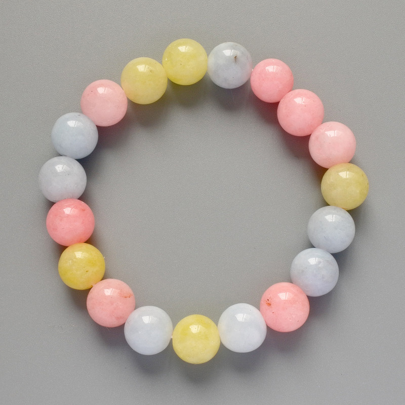 Morganite Bracelet with Smooth Beads, 10.5 mm Diameter, 18 cm Length +/- (Stretch)