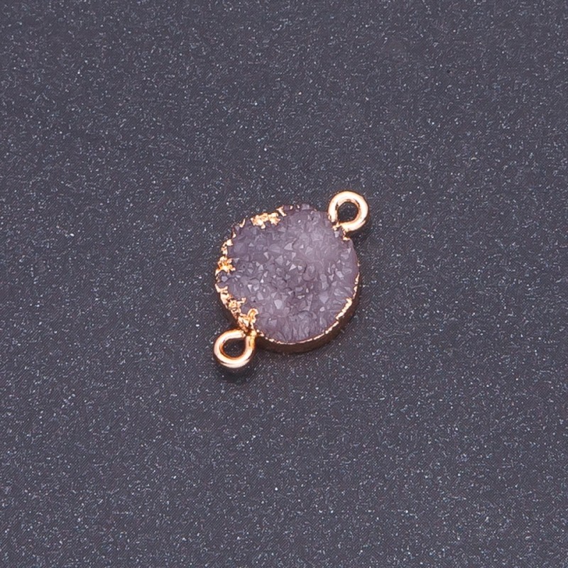 Lilac "Druse" Acrylic "Gold", diameter 14mm, thickness 3mm